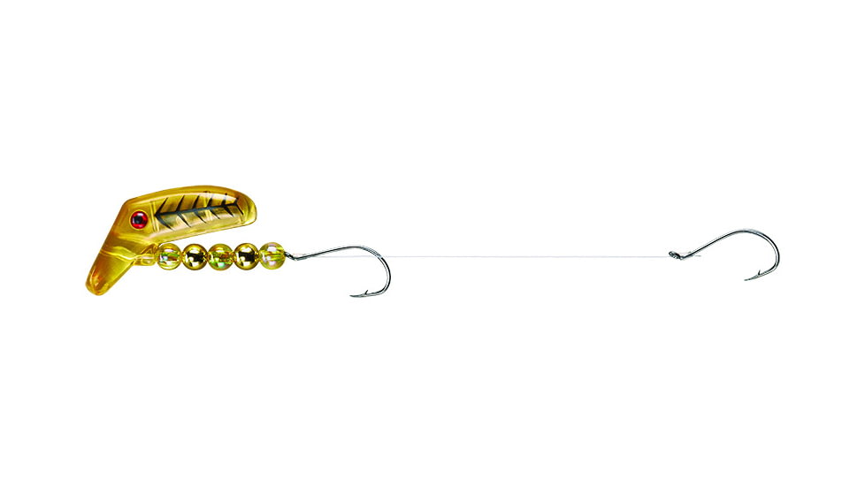 Lindy Lil Guy Fishing Rig With 36in 14 Lb Fluorocarbon Leader, Floating, Transparent Yellow, 2in, LLG256