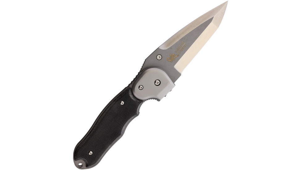 Linton Cutlery Large Tactical Black Micarta Knife, 6.13in Closed, 4.5in Matte Stainless Blade, Black Micarta Handle, L92018