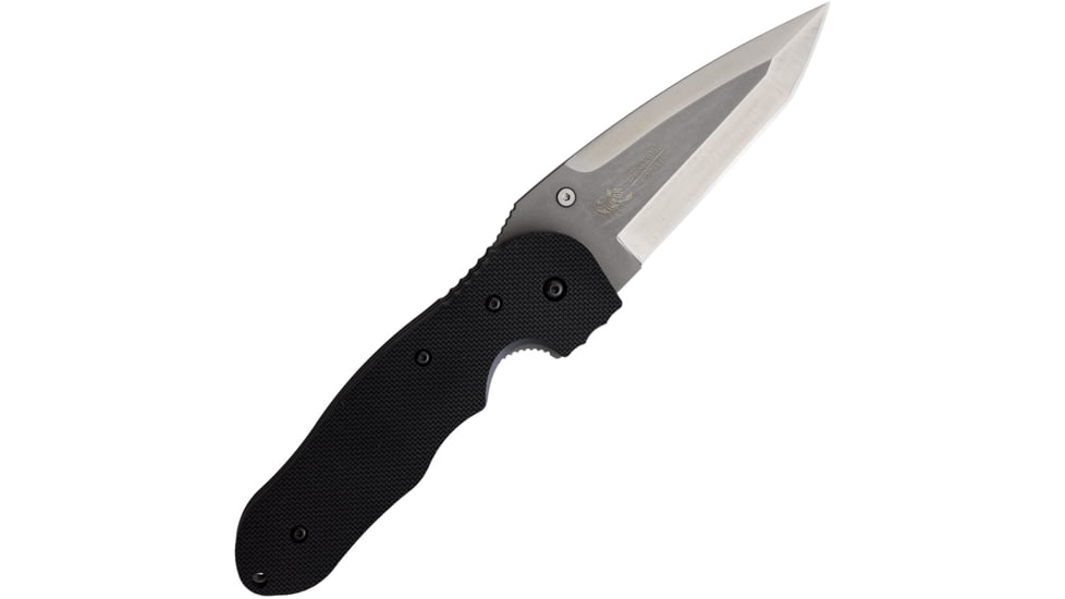 Linton Cutlery Large Tactical Black Textured Knife, 6.13in Closed, 4.5in Matte Stainless Blade, Black Textured G10 Handle, L92018124