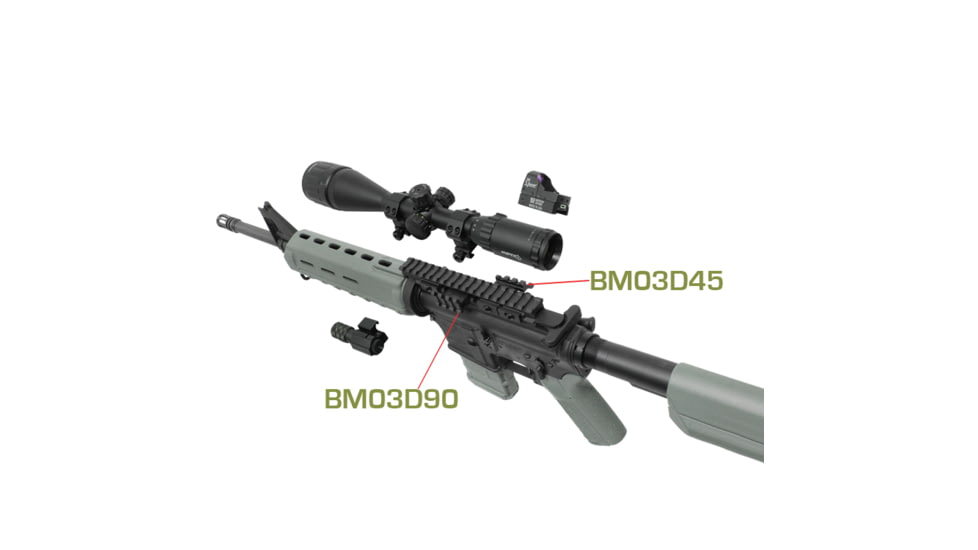 Lion Gears 45 Degree Angle Mount, 1.37in, 3 Slots, Black, Short, LG-BM03D45