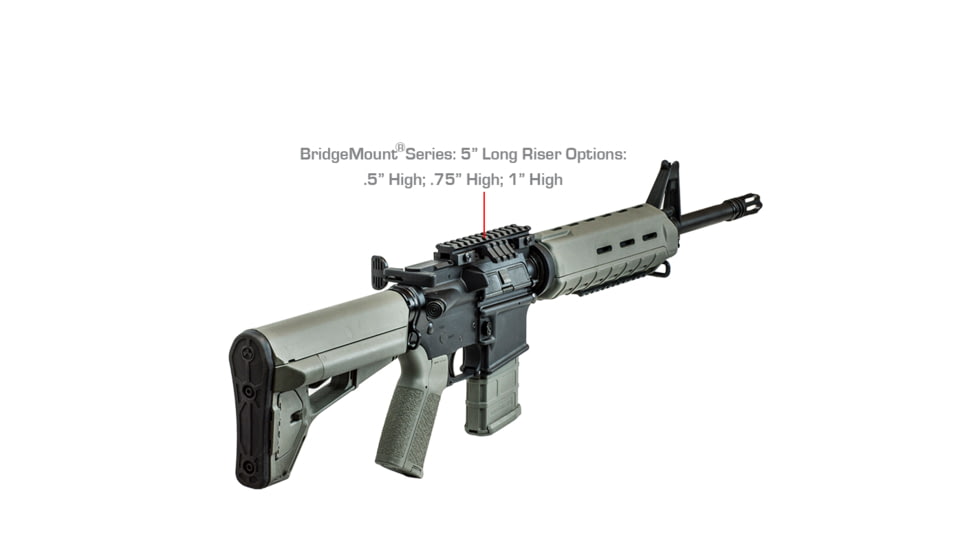 Lion Gears Riser Mount, 1in Riser, 5in Long with 12 Slots, Black, Medium, LG-BM1210