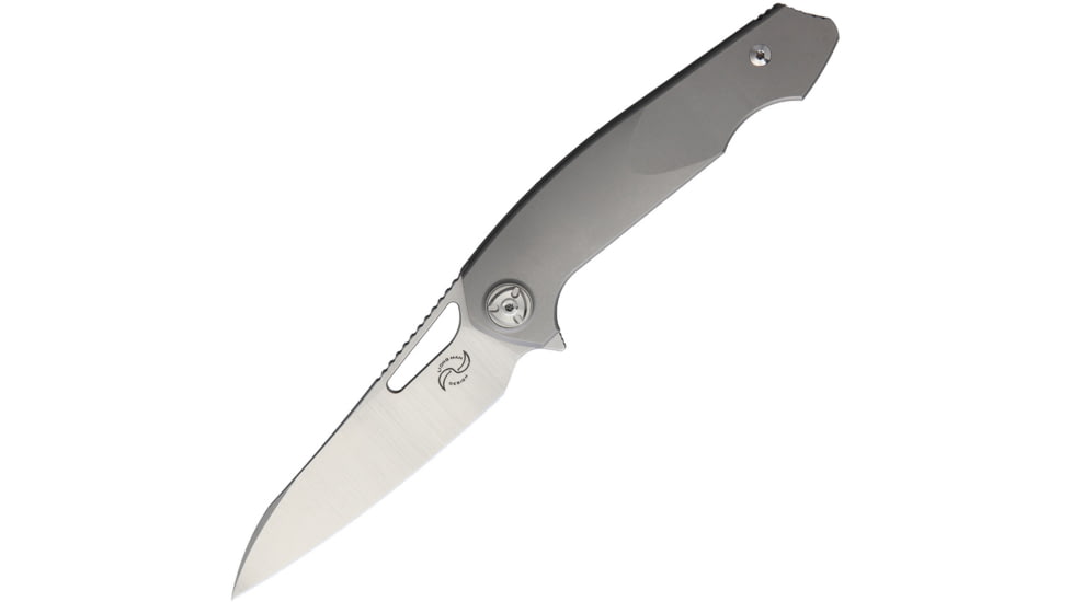 Liong Mah Designs Eraser Framelock Folding Knife, 4 Bohler M390 stainless blade, Gray titanium handle, ERASER -TI