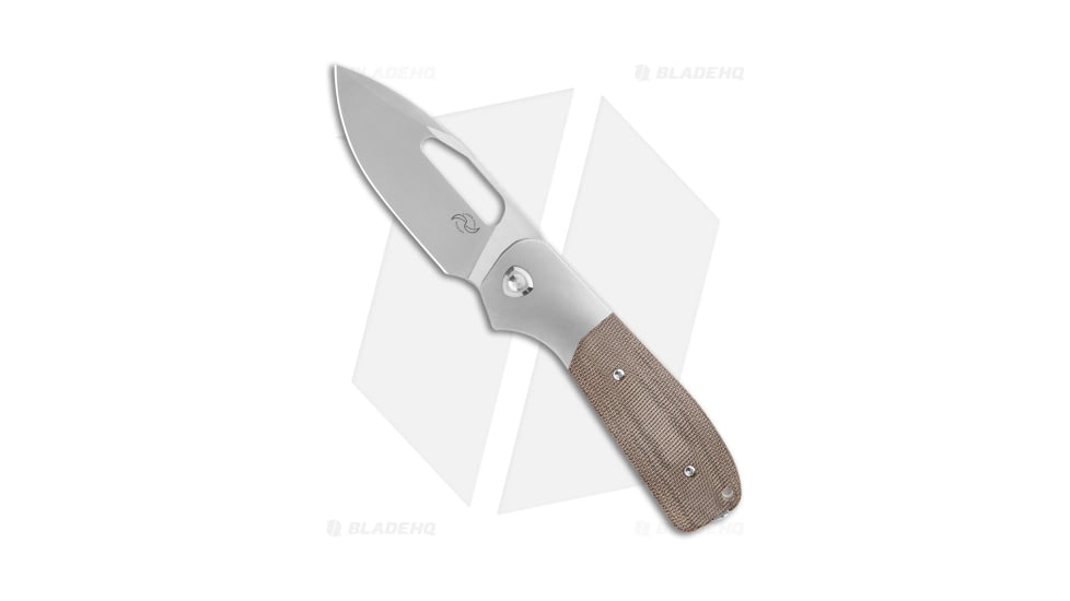 Liong Mah Designs Field Duty Folding Knife, 3.50in, CPM S90V Stainless Steel, Drop Point Blade, Micarta, Green/Gray Handle, Green/Gray/Gray, 8.23 inch, BHQ-182937