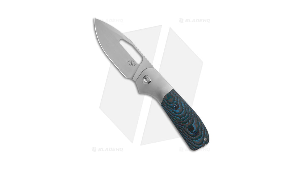 Liong Mah Designs Field Duty Folding Knife, 3.50in, CPM S90V Stainless Steel, Drop Point Blade, Carbon Fiber, Gray/Blue Handle, Gray/Blue/Gray, 8.23 inch, BHQ-182940