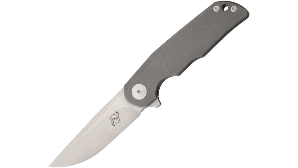 Liong Mah Designs Remedy Framelock Folding Knife,3.5in,Stonewash,Gray,Titanium Handle LMDR3