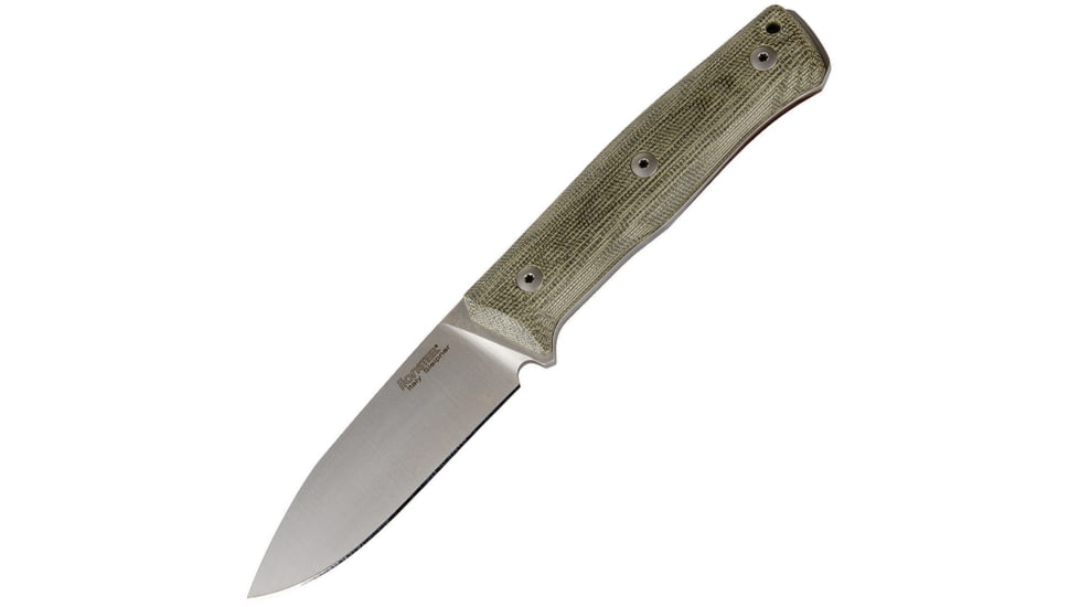 Lionsteel B35 Fixed Blade Micarta Knife, 3.5 satin finish Sleipner tool steel blade, Green canvas micarta handle, B35 CVG