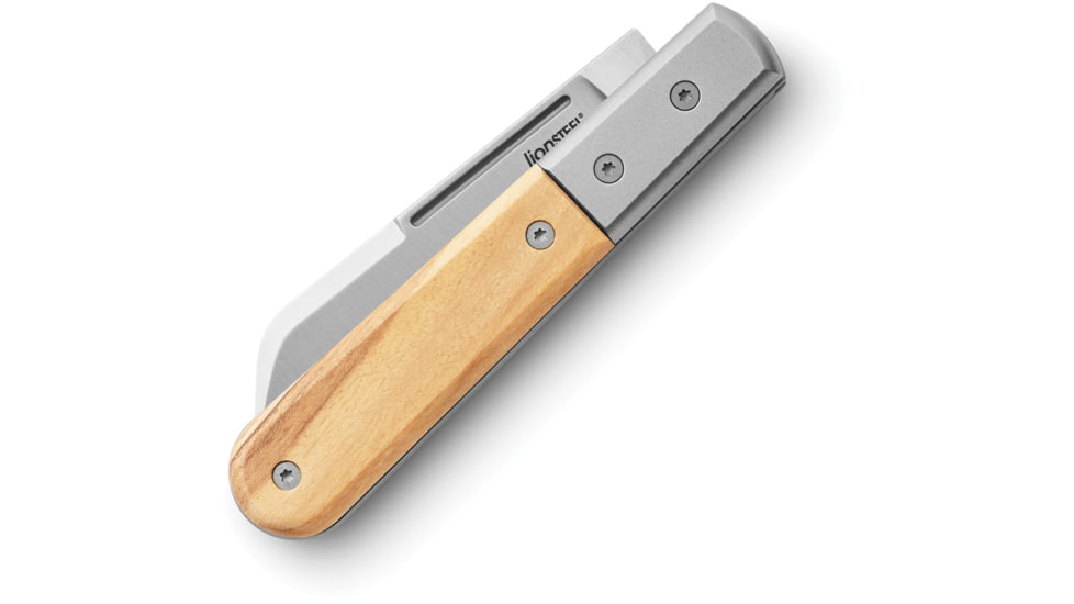 Lionsteel Barlow Dom Folding Knife, 3in, M390 Stainless, Satin Finish, DOM Style Blade, Olive Wood Handle, CK0115 UL