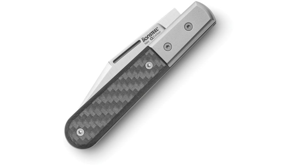Lionsteel Barlow Shuffler Folding Knife, 3in, M390 Stainless, Satin Finish, Shuffler Blade. Carbon Fiber Handle, CK0112 CF