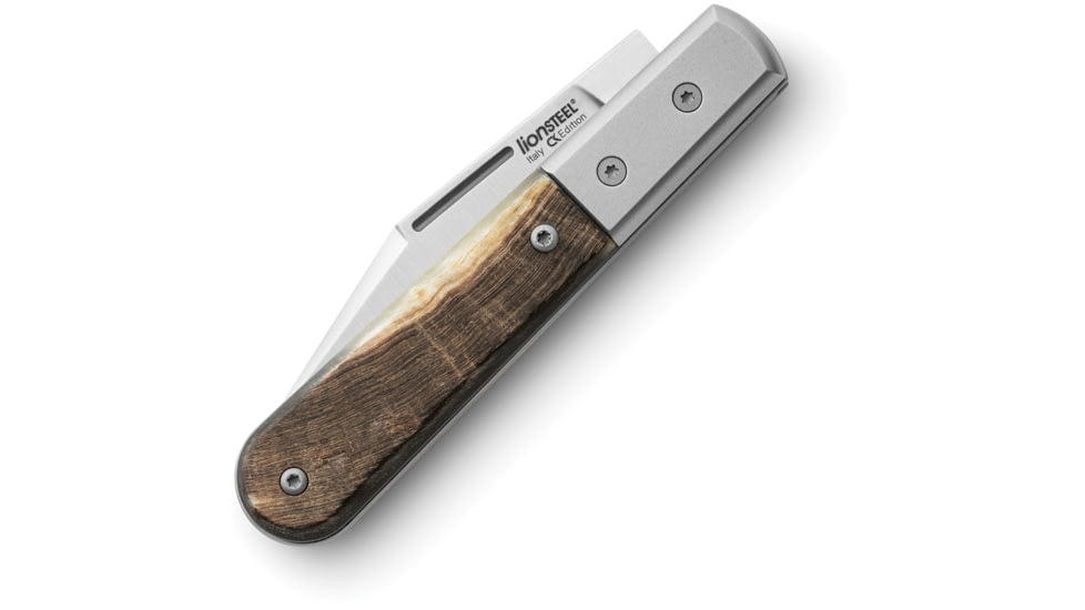 Lionsteel Barlow Shuffler Folding Knife, 3in, M390 Stainless, Satin Finish, Shuffler Blade. Ram's Horn Handle, CK0112 RM