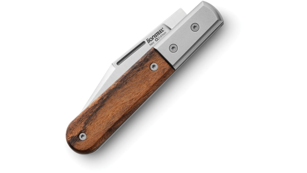 Lionsteel Barlow Shuffler Folding Knife, 3in, M390 Stainless, Satin Finish, Shuffler Blade. Santos Wood Handle, CK0112 ST