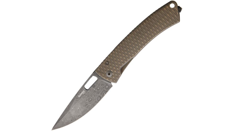 Lionsteel Limited Edition TiSpine Aculus Folding Knife,3.25in,Damascus Steel,Standard Edge,Sandblasted Titanium Handle LSTTS1DAC