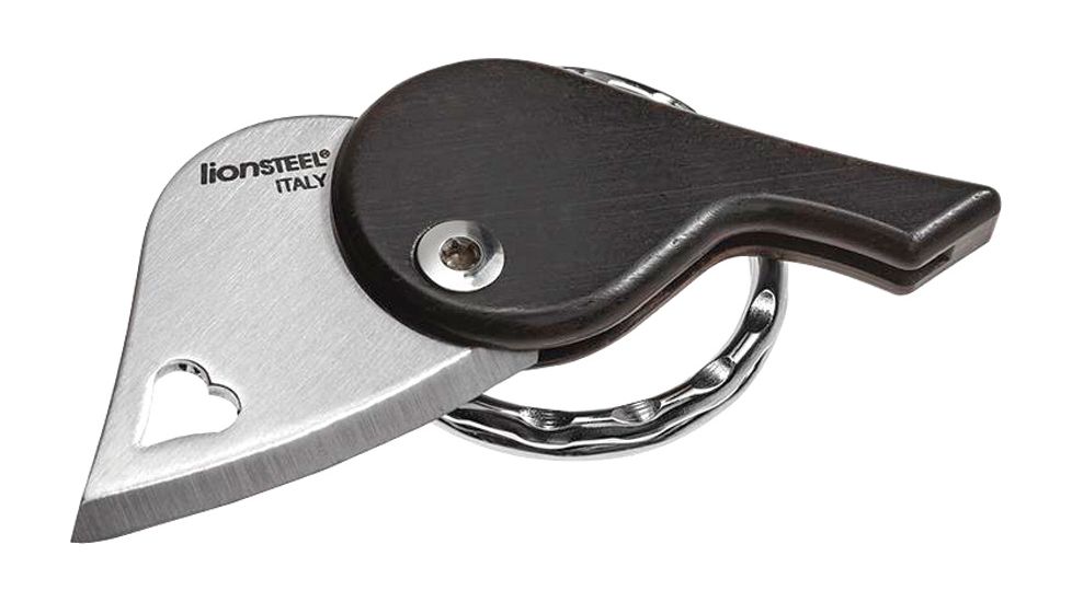 Lionsteel LionBeat Heart Ebony Wood Folding Knife,1.125in,440 Stainless Steel,Standard Edge,Brushed,Black, Handle LSTLBEB
