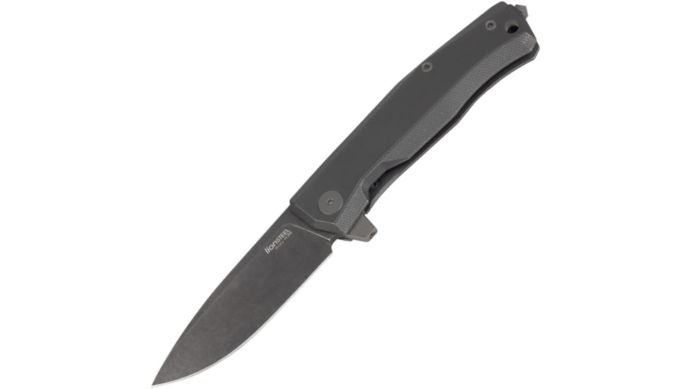 Lionsteel Myto Framelock Folding Knife, Black, Black stonewash finish titanium handle, MT01B BW