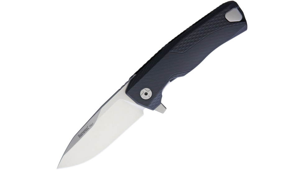 Lionsteel ROK Framelock Folding Knife, 3.25in Satin Bohler M390 SS Drop Point, Black Aluminum Handle, ROK A BS
