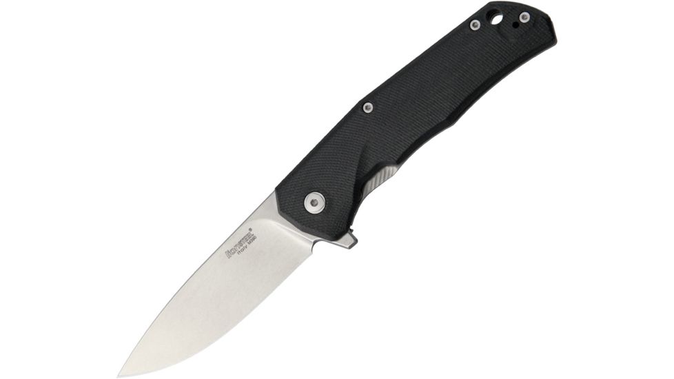Lionsteel TRE G-10 Framelock Black Folding Knife,2.88in,Bohler M390 Steel,Drop Point,Stonewash,Black,G10 Handle LSTTREGBK