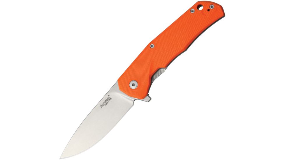 Lionsteel TRE G-10 Framelock Orange Folding Knife,2.88in,Bohler M390 Steel,Drop Point,Stonewash,Orange,G10 Handle LSTTREGOR