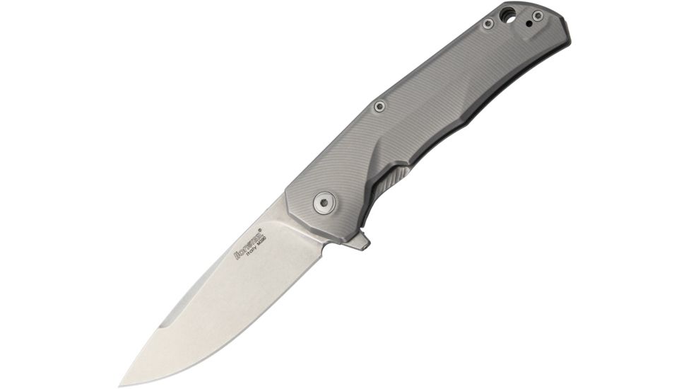 Lionsteel TRE Titanium Framelock Folding Knife,2.88in,Bohler M390 Steel,Drop Point,Stonewash,Matte Gray,Titanium Handle LSTTREBR