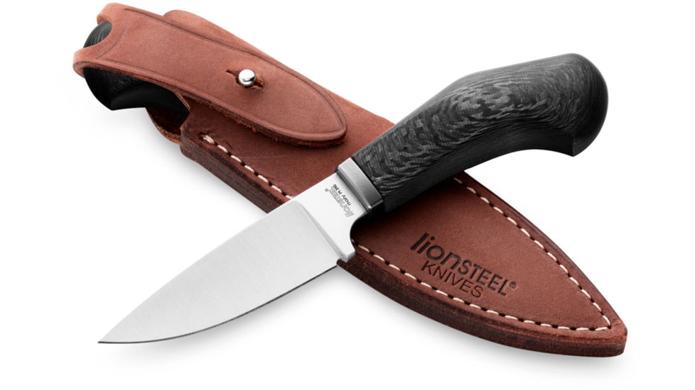 Lionsteel Willy Fixed Blade Knife, 3.1in, M390 Steel, Drop Point, Carbon Fiber/Ti Handle, Carbon Fiber, WL1 CF