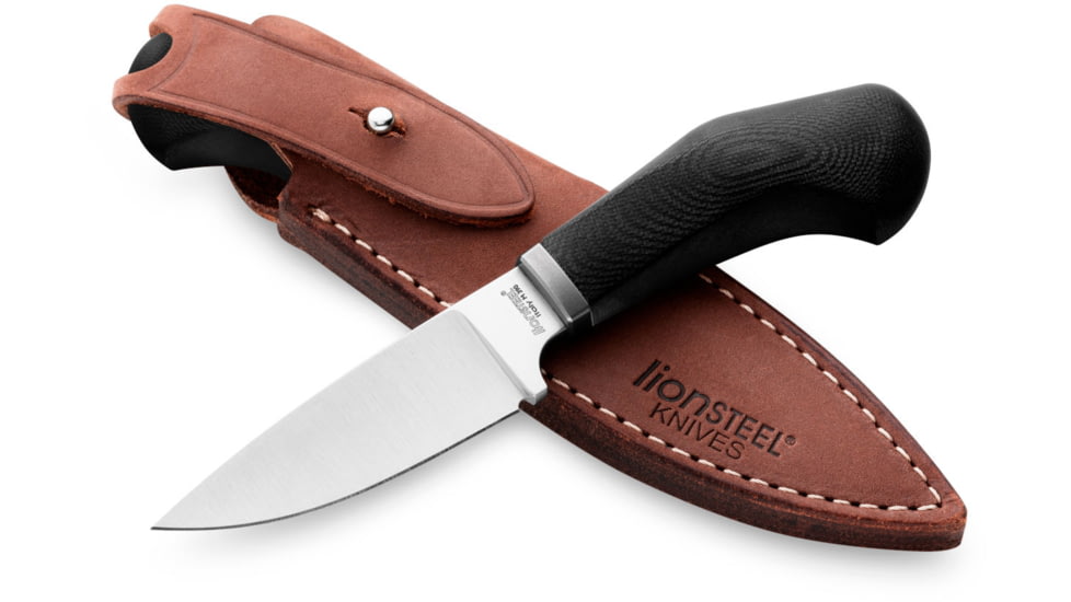 Lionsteel Willy Fixed Blade Knife, 3.1in, M390 Steel, Drop Point, G10/Ti Handle, Black, WL1 GBK