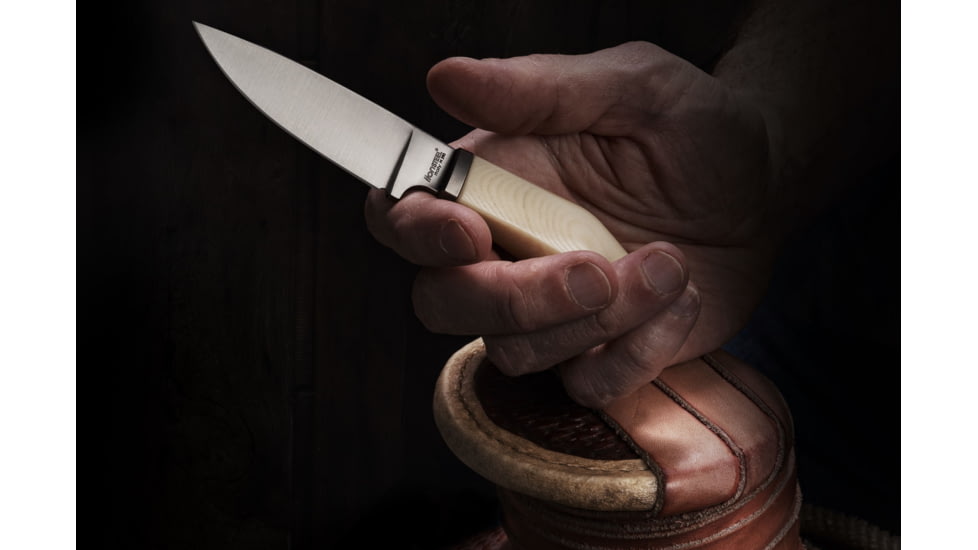 Lionsteel Willy Fixed Blade Knife, 3.1in, M390 Steel, Drop Point, Micarta/Ti Handle, Ivory, WL1 MW