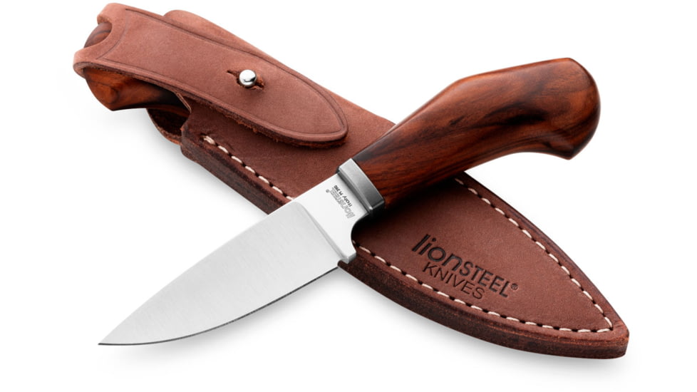 Lionsteel Willy Fixed Blade Knife, 3.1in, M390 Steel, Drop Point, Santos Wood Handle, Santos, WL1 ST