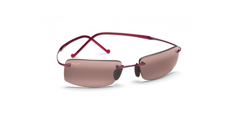 Maui Jim Little Beach Sunglasses w/ Burgundy Frame and Maui Rose Lenses - R515-07, Quarter View