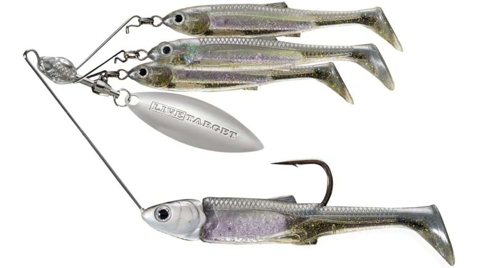Live Target BaitBall Spinner Rig, 4/0 Hook, Crystal Mylar, Medium, 1/2oz, MNSR14MD149