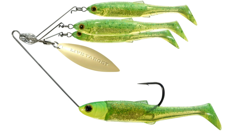 Live Target BaitBall Spinner Rig, 4/0 Hook, Lime Chartreuse/Gold, Medium, 1/2oz, MNSR14MD856