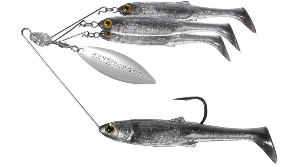 Live Target BaitBall Spinner Rig, 4/0 Hook, Smoke/Silver, Medium, 1/2oz, MNSR14MD850