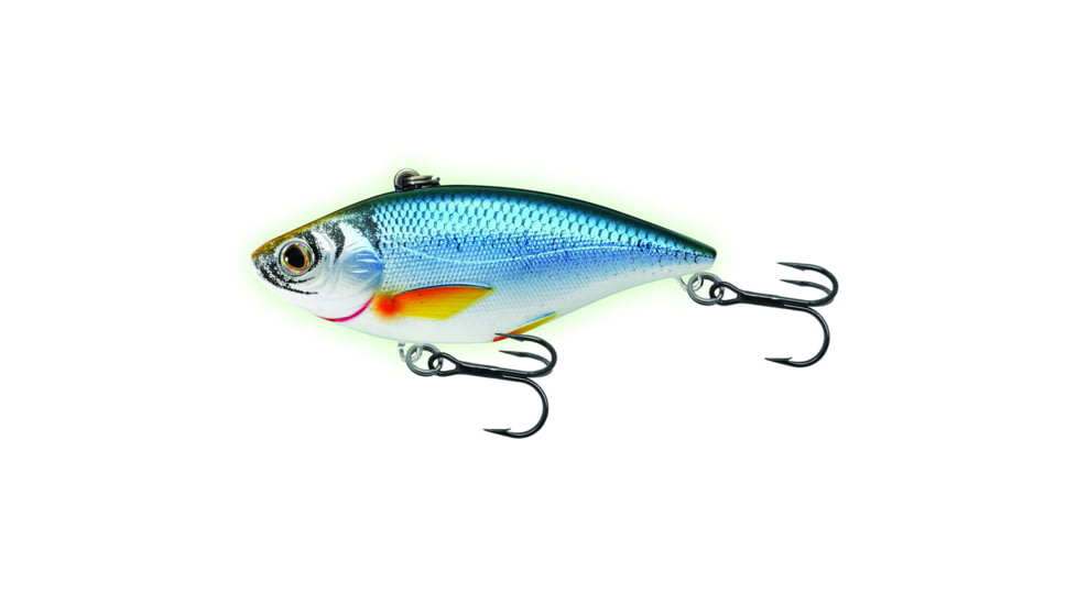 Live Target Livetarget Golden Shiner Lipless Rattlebait, Sinking, Glow/Blue, 2 3/8in, 1/4oz, #8 Hook, GS60SK210