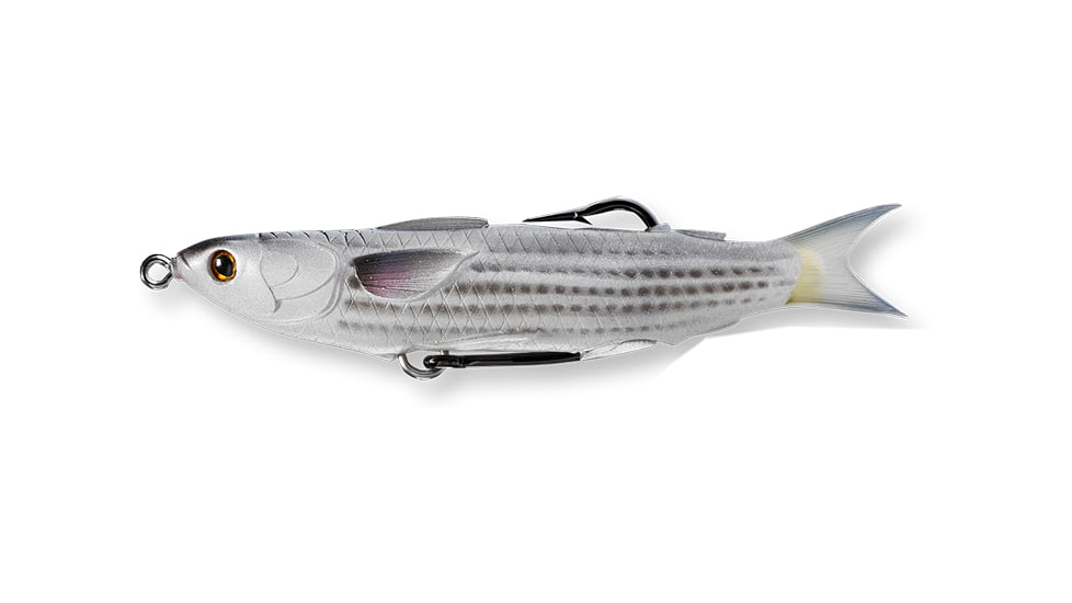 Live Target Mullet Hollow Body Topwater Lure, 6/0 SW Hooks, Floating, Natural/Black, 1/2oz, 4 1/2in, MUH115T721