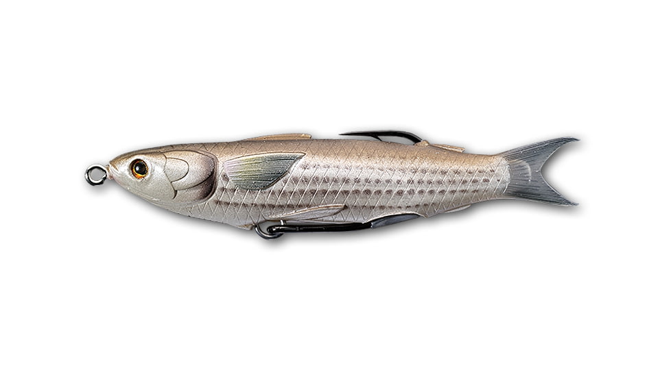 Live Target Mullet Hollow Body Topwater Lure, 6/0 SW Hooks, Floating, Natural/Brown, 1/2oz, 4 1/2in, MUH115T723