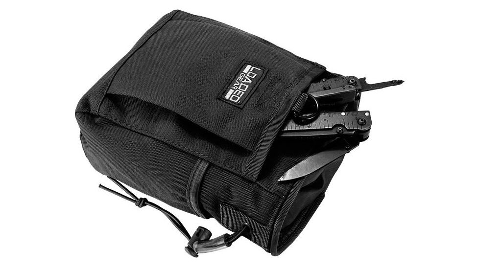 Loaded Gear CX-700 Drawstring Dump Pouch, Compatible w/ Molle System, Black, 5.5 x 3 x 7.5 in BI12624