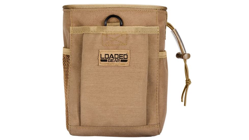 Loaded Gear CX-700 Drawstring Dump Pouch, Compatible w/ Molle System, Dark Earth, 5.5 x 3 x 7.5 in BI12626