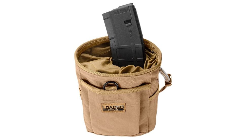 Loaded Gear CX-700 Drawstring Dump Pouch, Compatible w/ Molle System, Dark Earth, 5.5 x 3 x 7.5 in BI12626