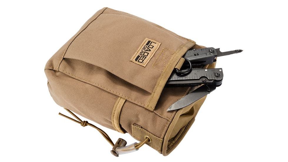 Loaded Gear CX-700 Drawstring Dump Pouch, Compatible w/ Molle System, Dark Earth, 5.5 x 3 x 7.5 in BI12626