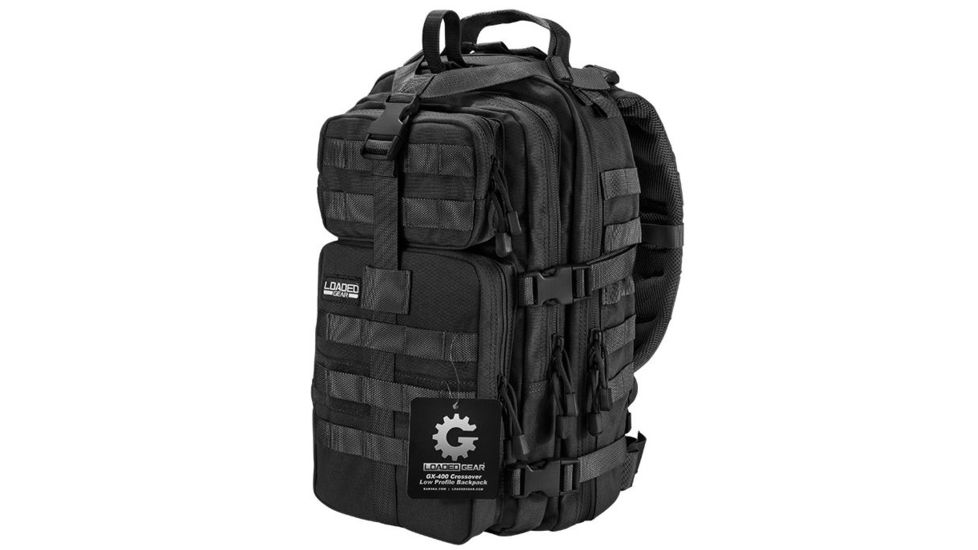 Loaded Gear GX-400 Crossover Low Profile Backpack, Padded Back, Weight 2.6 lbs, Black, 12.1 x 9.9 x 16 in BI12602
