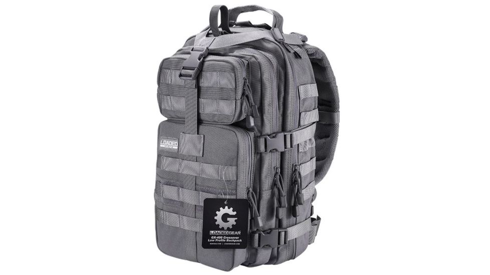 Loaded Gear GX-400 Crossover Low Profile Backpack, Padded Back, Weight 2.6 lbs, Gray, 12.1 x 9.9 x 16 in BI12604