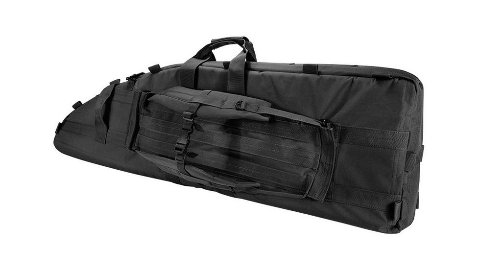 Loaded Gear RX-600  46 in Tactical Dual Rifle Bag, Padded Center Divider, 4 Zippered Pockets, Black BI12550