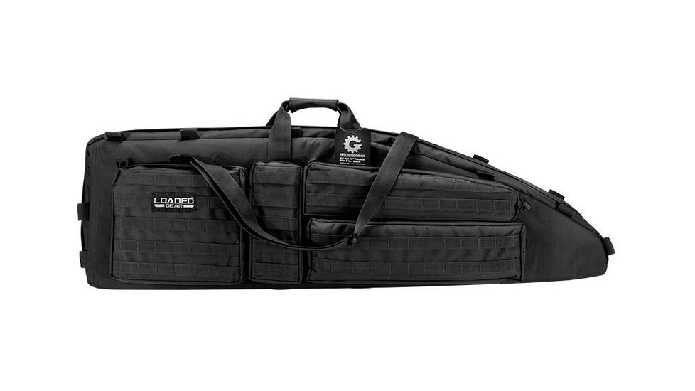 Loaded Gear RX-600  46 in Tactical Dual Rifle Bag, Padded Center Divider, 4 Zippered Pockets, Black BI12550