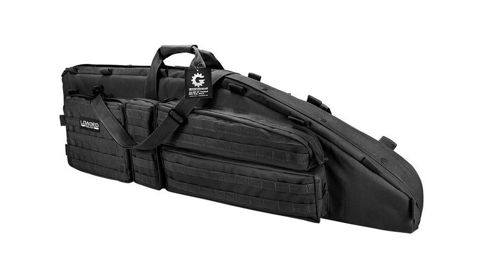 Loaded Gear RX-600  46 in Tactical Dual Rifle Bag, Padded Center Divider, 4 Zippered Pockets, Black BI12550