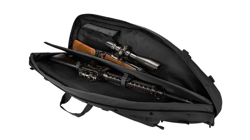 Loaded Gear RX-600  46 in Tactical Dual Rifle Bag, Padded Center Divider, 4 Zippered Pockets, Black BI12550
