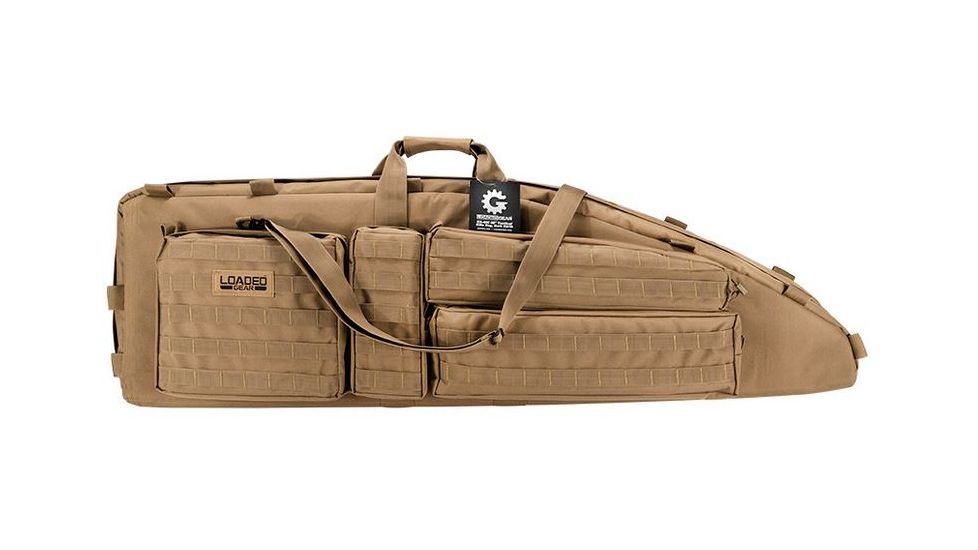 Loaded Gear RX-600  46 in Tactical Dual Rifle Bag, Padded Center Divider, 4 Zippered Pockets, Dark Earth BI12552