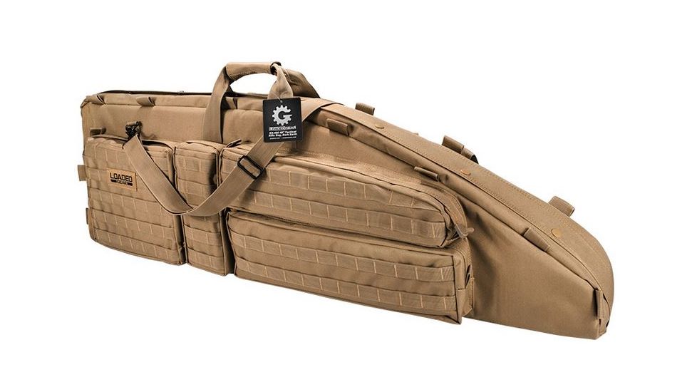 Loaded Gear RX-600  46 in Tactical Dual Rifle Bag, Padded Center Divider, 4 Zippered Pockets, Dark Earth BI12552