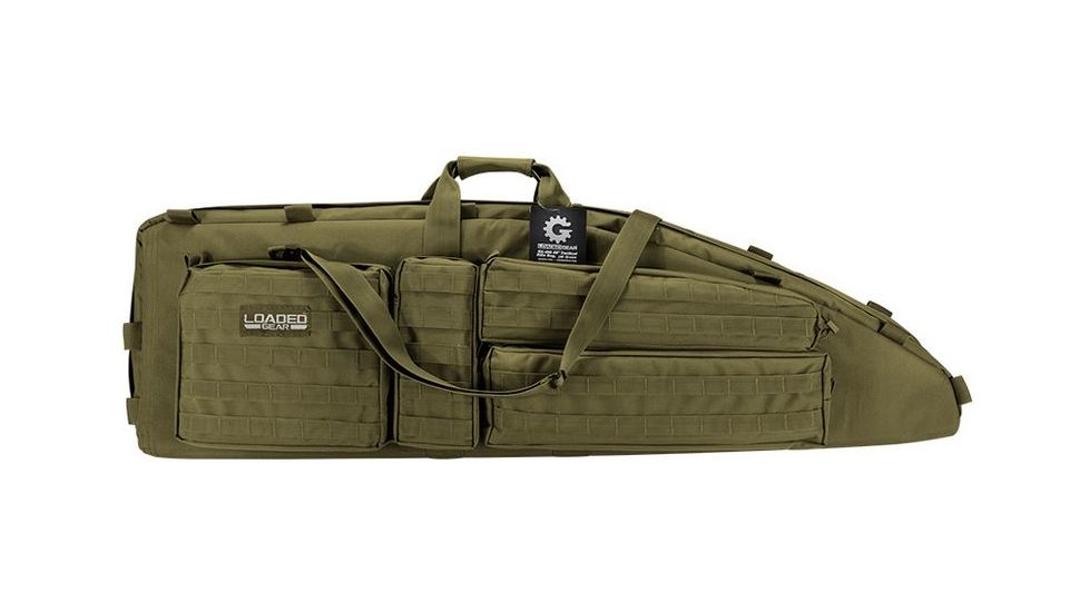 Loaded Gear RX-600  46 in Tactical Dual Rifle Bag, Padded Center Divider, 4 Zippered Pockets, OD Green BI12554