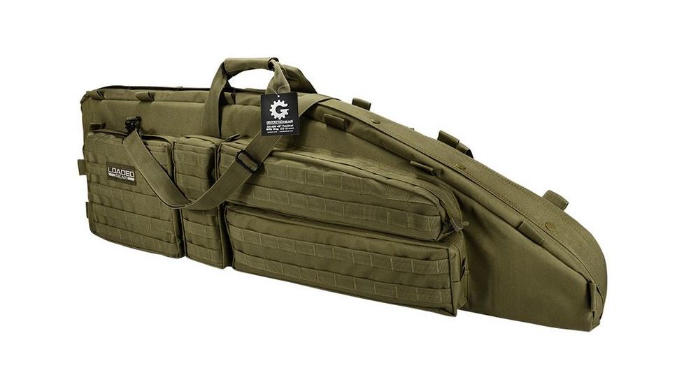 Loaded Gear RX-600  46 in Tactical Dual Rifle Bag, Padded Center Divider, 4 Zippered Pockets, OD Green BI12554
