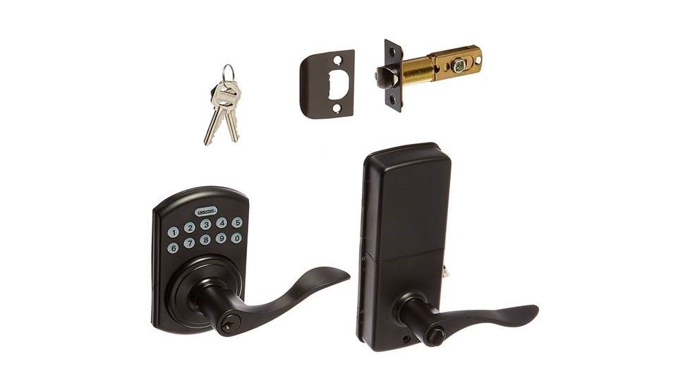 Lockstate Electronic Keypad Lever Door Lock, Bolder Style, Rubbed Bronze, LS-L550-RB