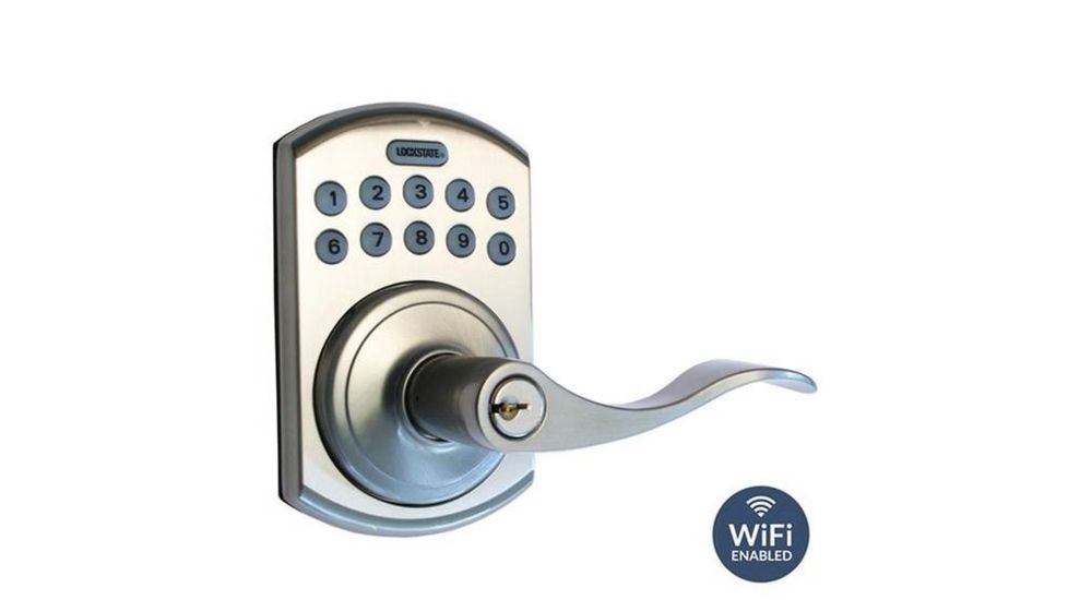 Lockstate Electronic Keypad Lever Door Lock, Bolder Style, Satin Nickel, LS-L550-SN
