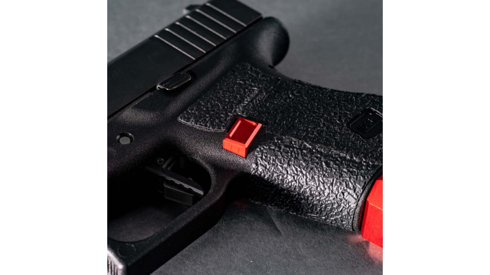 Lockstep Arms Glock 43 Magazine Release, Anodized, Red, LA-G43-150-RED