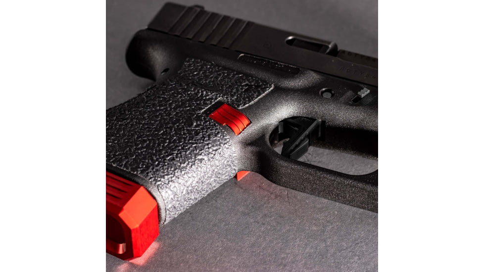 Lockstep Arms Glock 43 Magazine Release, Anodized, Red, LA-G43-150-RED